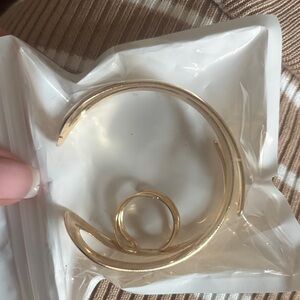 Elegant Gold Spiral Bracelet and ring set